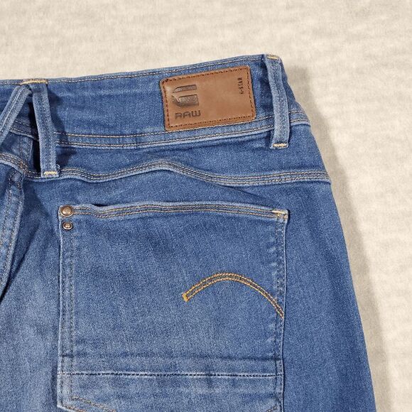 G Star Raw Jeans Womens 30x32 Blue Denim Mid Rise Flat Front Lynn Skinny Leg Y2k - Picture 10 of 13